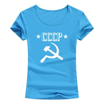 REPUBLÍK Sovietskeho zväzu T Shirt Ženy 2017 Letné Módy Krátky Rukáv Bavlna T-shirt ruskej CCCP Topy Tee Pre Dievča