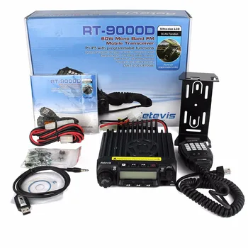 Retevis RT-9000D Mobile autorádia Vysielača VHF 66-88MHz (alebo UHF) 60W 200CH Scrambler Walkie Talkie+Reproduktor MIKROFÓN+Program Kábel