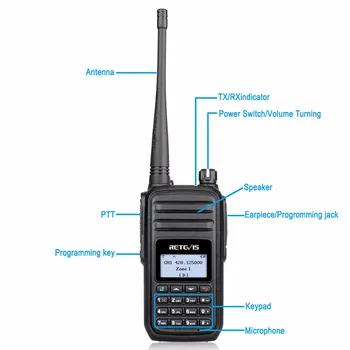 Retevis RT80 DMR Ham Rádio, Digitálny Walkie Talkie 5W 999CH UHF 400-480MHz VOX Prenosné Amatérske Rádio Vf Vysielač+Program Kábel