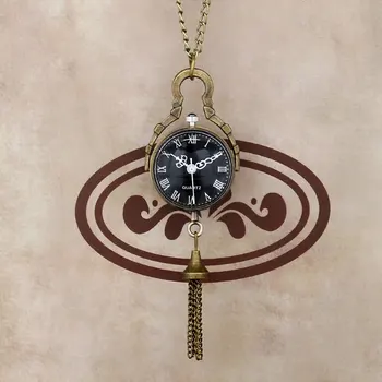 Retro Vintage Rybie Oko Loptu Sklo Tvar Black Dial Vreckové Hodinky Ženy Muži Steampunk Náhrdelník Prívesok Chian reloj de bolsillo