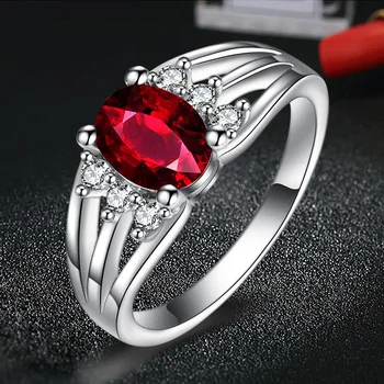 Rez AAA červená CZ 925 sterling-striebro-šperky Veľkosť Prsteňa 6-10 Snubné Prstene pre Ženy Darček jz167 claddagh krúžok anel feminino