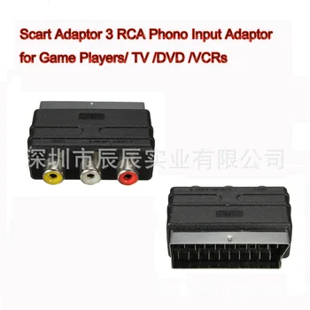 RGB Scart Konektor na 3RCA RCA Samica AV Adaptér Vstup pre PS4 / WII DVD, VCR, TV