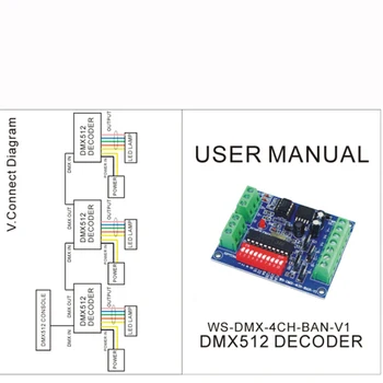 RGBW LED DMX Decoder rada , jednoduché, 4 -pásmový 4-kanál RGBW DMX512 svetlo radič Ľahko DMX regulácia DC5V-24V doprava Zadarmo