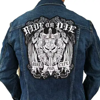 Ride or die biker patch pre Bunda podklad, punk motocykel výšivky kostra biker odznak, lebka patch Odevu, Doplnok