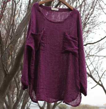 Riedke textúru bielizeň voľné oblečenie pre Ženy-Ženy farbou bežné topy & tees Plus veľkosť trička Jarné letné oblečenie