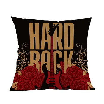 Rock V Roll Gitaru Kostra Vzor Obliečky Na Vankúše Hard Rock Music Festival Gauč Dekoratívny Vankúš