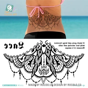 Rocooart BC-012 24X13.8 cm Telo Veniec Sexy tatuagem sexy krása Dočasné Tetovanie Čipky Náhrdelník Drop Pás Kruhu Tetovanie Nálepky