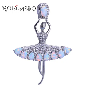 ROLILASON 2017 Nové Módne Balet, Tanec Dizajn, White Crystal Orange Opal Strieborný Prívesok Módne Šperky OPS715