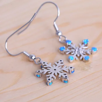 ROLILASON Snowflake designer pre dámy blue fire opal priateľstvo darček strieborné náušnice módne šperky OE704