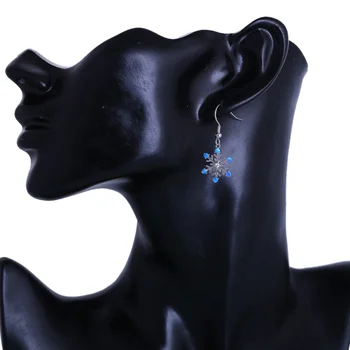 ROLILASON Snowflake designer pre dámy blue fire opal priateľstvo darček strieborné náušnice módne šperky OE704