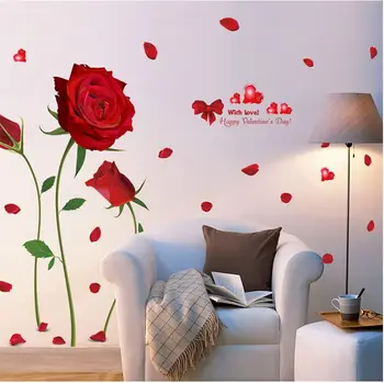 Romantické Ruže Motýľ Krásne Spálňa Kvet Stenu, Nálepky Módne Stene Plagát Teplo Domova Krásne Tapety Domova