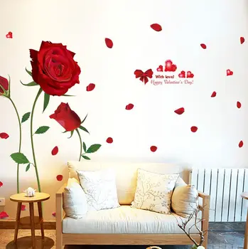 Romantické Ruže Motýľ Krásne Spálňa Kvet Stenu, Nálepky Módne Stene Plagát Teplo Domova Krásne Tapety Domova