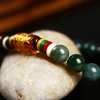 Romantické Šperky&8mm Prírodný Kameň Onyx Náramok šiestich Budhistické Mantra náramky perličiek náramky Veľkoobchod