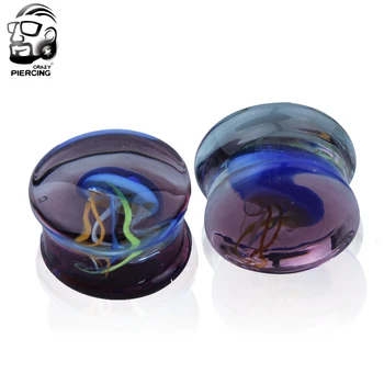 Romantický 8-16 mm farebné medúzy Sklo Ucha, Plug Prierez Tunela Piercing Šperky v Uchu meradiel