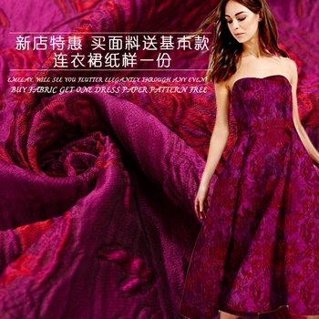 Romantický burgundsko kvetinové módne žakárové tkaniny šaty handričkou šaty cheongsam textílie nové zľavy na odoslanie šaty vzor