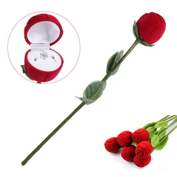 Romantický Červené Ruže Kvet Krúžok Boxy Náušnice Šperky Darčeka pre Zapojenie Svadobné Dekorácie Valentína Dekor Dodávky