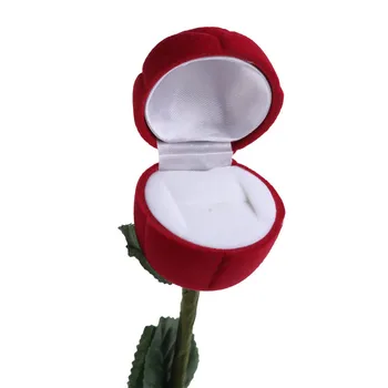 Romantický Červené Ruže Kvet Krúžok Boxy Náušnice Šperky Darčeka pre Zapojenie Svadobné Dekorácie Valentína Dekor Dodávky