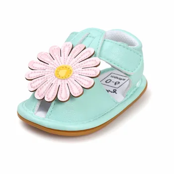 ROMIRUS 2018 Summer Sunflower Princezná sandále PU Koža Novorodenca dievčatá Anti-sklzu pre deti detský dieťa Batoľa ťažké jediným