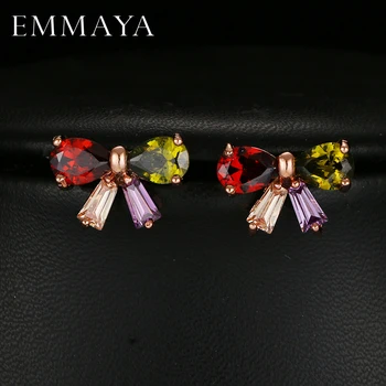Rongyawei Populárne, Teraz Roztomilý Kvet Vyhlásenie Stud Náušnice pre Ženy Multi Crystal Drahokamu Rose Gold Color Príslušenstvo Šperky