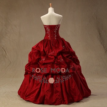 Rose Moda Burgundsko Quinceanera Šaty Bez Ramienok Korálkové Plesové Šaty, Čipky Späť Formálnej Strany Sprievod Šaty Skutočné Fotografie