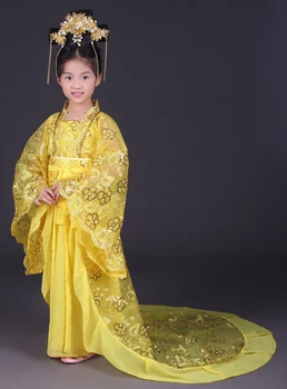 Royal Deti Cisárovnej Wu Zetian Kostým Dievča Čínske Tradičné Tanečné Oblečenie Deti Tang Princess Hanfu Chvost Oblečenie