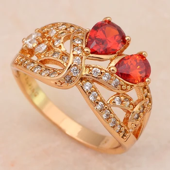 Royal Red crystal Zlatý Tón Zdravie Módne Šperky Nikel & Viesť Zadarmo Zlaté Prvok Krúžky Veľkosť #6.5 #7 #7.5 JR1885