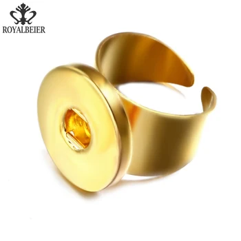 RoyalBeier Trendy Kolo Nastaviteľné 18 mm Modul Tlačidlo Zlaté/Strieborné Kovové Medené Krúžky Pre Ženy, mužov Modul Otvoriť Krúžok Šperky 0531