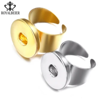 RoyalBeier Trendy Kolo Nastaviteľné 18 mm Modul Tlačidlo Zlaté/Strieborné Kovové Medené Krúžky Pre Ženy, mužov Modul Otvoriť Krúžok Šperky 0531
