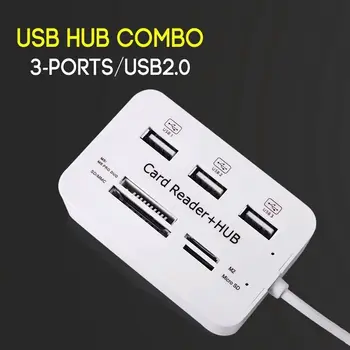 Rozbočovač USB Combo 3-Porty 2.0 Čítačka Kariet Vysokej Rýchlosti Multi USB Hub rozbočovač Všetko V 1