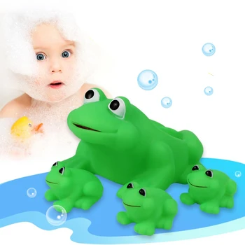 Roztomilé Detské hrkálku Vaňa hračky Squeeze zvierat, Gumená hračka 4PCS Zelená žaba BB vody určenej na Kúpanie, hračky Závod Pískacie Klasické Hračky Reborn darček