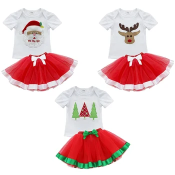 Roztomilé Dievčatá, Deti, Dieťa, Vianočný Strom Santa Oblečenie, Oblečenie Top T-Shirt Tutu Šaty Nastaviť Obliecť Kostým pre Strán Veľkosti 12M-5Y