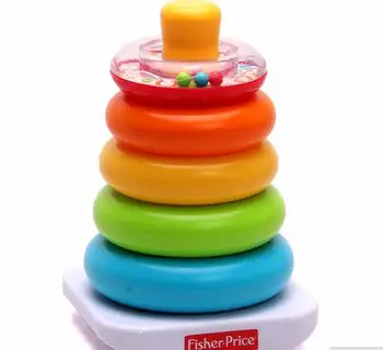 Roztomilé farebné rainbow tower blok hračky pre deti na skladanie ring pattern vzdelávania hračky inteligentné rozvoj hračky pre deti baby