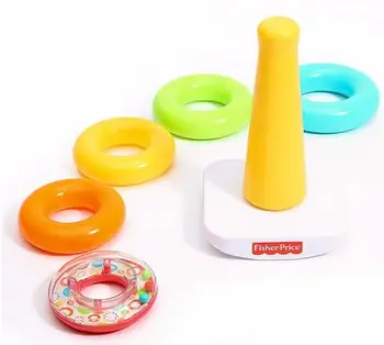 Roztomilé farebné rainbow tower blok hračky pre deti na skladanie ring pattern vzdelávania hračky inteligentné rozvoj hračky pre deti baby