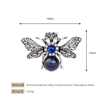 Roztomilý & Fashion Hlboké Modré Hmyzu Brošňa 2017 Značky Dizajnér Drahokamu Bee Retro Brošňa Príslušenstvo pre Ženy