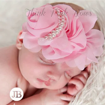 Roztomilý Novorodenca Kvet hlavový most Pearl Ruže Kvet Vlasy Príslušenstvo Tvárny HeadwearPhotographic rekvizity w--075