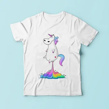 Roztomilý tuku jednorožec prdenie rainbow vtipné tričko mužov JOLLYPEACH nová biela bežné plus veľkosť tričko homme sublimačná tlač t-shirt