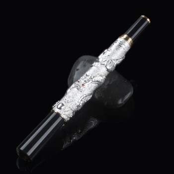 Rozšírené Plniace Pero Jinhao Čínsky Drak Biela s Čiernou Ťažké Gife pero