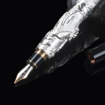 Rozšírené Plniace Pero Jinhao Čínsky Drak Biela s Čiernou Ťažké Gife pero