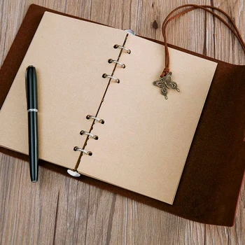 RuiZe Vintage cestovateľov notebook A6 kraft papier sketchbook prázdne stránky naplniteľné kožené vestník knihy denník darček písacie potreby