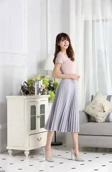 Ruka-skladaná sukňa kórejský high-pás kultivácia bola tenká v dlhodobom skladaná sukňa sukne ženy ' s college vlna