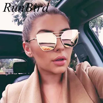 RunBird 2017 Nový Plochý Top Rose Gold Muži Ženy Zrkadlo slnečné Okuliare Módne Značky Dizajnér Pohode Slnečné Okuliare veľkoobchod Žena 610R