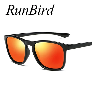 RunBird Nové Polarizované slnečné Okuliare Muži Móda Jazdy Rozšírené Svetlo Anti-glare Muž Travel Námestie Modré Zrkadlo Okuliare 1129R