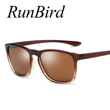 RunBird Nové Polarizované slnečné Okuliare Muži Móda Jazdy Rozšírené Svetlo Anti-glare Muž Travel Námestie Modré Zrkadlo Okuliare 1129R