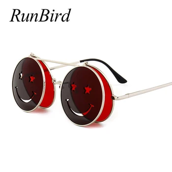 RunBird Parný Punk slnečné Okuliare Kolo Dizajnér Kovový Rám, Gothic, Vintage Slnečné Okuliare Retro Mužov, Žien STEAMPUNK Slnečné 1224R