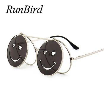 RunBird Parný Punk slnečné Okuliare Kolo Dizajnér Kovový Rám, Gothic, Vintage Slnečné Okuliare Retro Mužov, Žien STEAMPUNK Slnečné 1224R