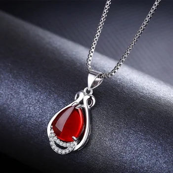RUOYE Retro Červená Zelená Kameň Ródium Prívesok Pre Ženy Vysokej Kvality Crystal vložkou Prívesok Náhrdelník Šperky Veľkoobchod