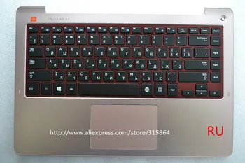 RUSKÝ Nový notebook, klávesnica pre samsung NP530U4E 530U4E-EG1 530U4E-A01 535U4E s touchpadom RU rozloženie ružová/tmavo modrá farba