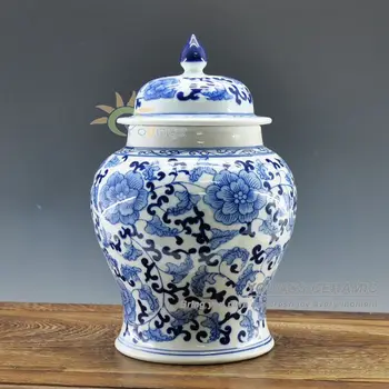 Ručne Maľované Jasné modré a biele keramické, porcelánové Kvetinový Zázvor Pohárov