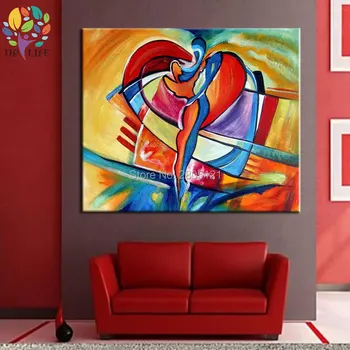 Ručne maľované lacné sfarbenie abstraktnú olejomaľbu pár milovníkov srdce umelecké plátno obrázok svetlé steny obrázok pre home decor