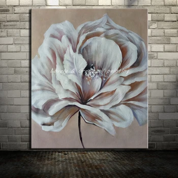 Ručne Maľované Moderné Abstraktné Biele Kvety Olejomaľba Na Plátne Nástenné Maľby Nástenné Art Obraz Pre Domáce Dekorácie Č Rám